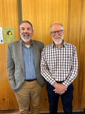 Catholic Answers host Cy Kellett (left) and Emeritus Professor William Wilson