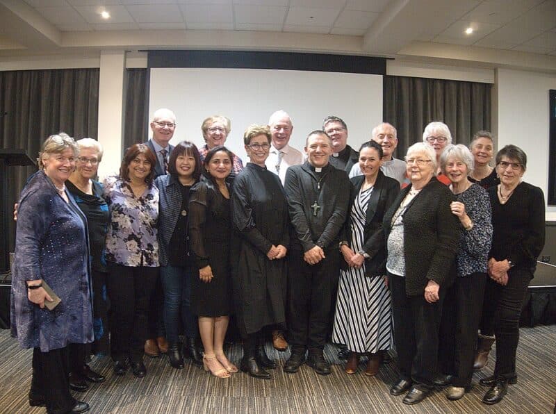 Bishop Michael Gielen with staff of the Tribunal of the Catholic Church of New Zealand and the CLSANZ Executive Committee.