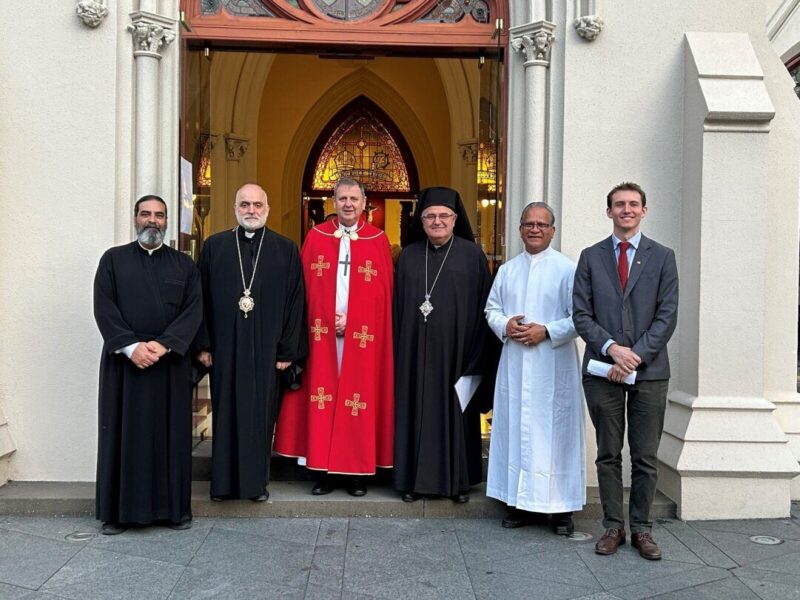 (From left) Fr Jean Paul Abou Naoum, Bishop Robert Rabbat, Bishop Stephen Lowe, Archbishop Georges Bacouni, Fr 
Glenford Lowe SDB, Xavier Bisits
