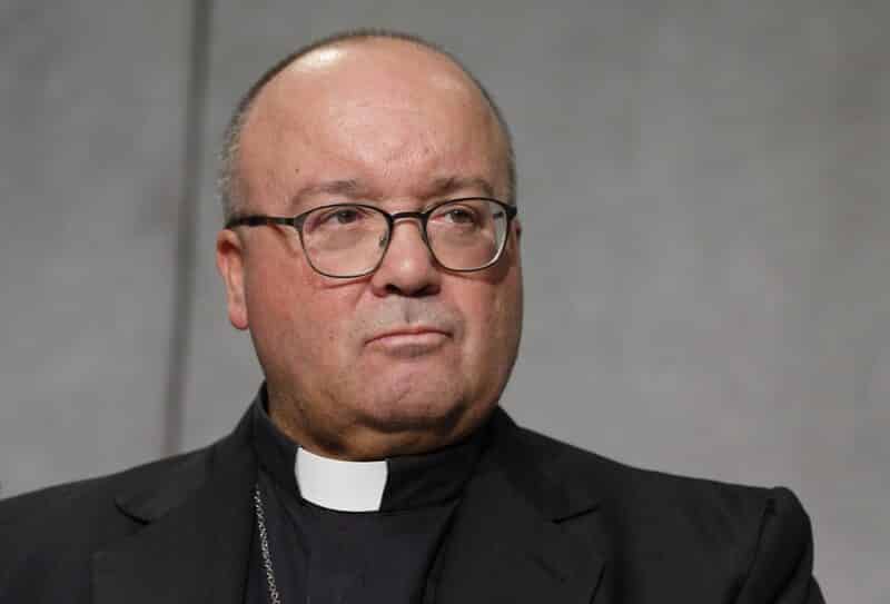Archbishop Charles Scicluna of Malta attends a news conference at the Vatican in this Oct. 8, 2018, file photo. Archbishop Scicluna issued a formal warning Jan. 6 against Maltese Father David Muscat after the priest wrote a post on Facebook that said "being gay was worse than being possessed." (CNS photo/Paul Haring)